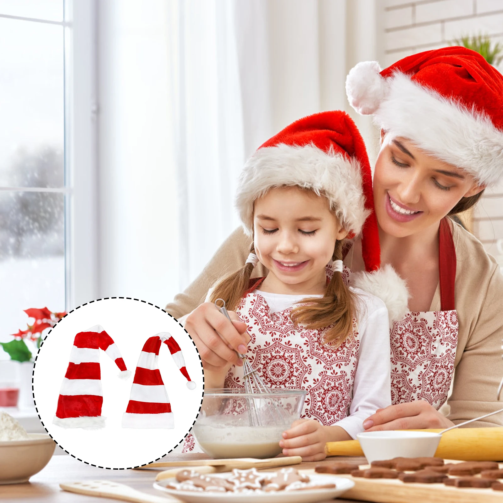 

2pcs Christmas Hats Fabric Iron Craft Christmas Hats Realistic Texture Holiday Costume Decorations Birthday Dance