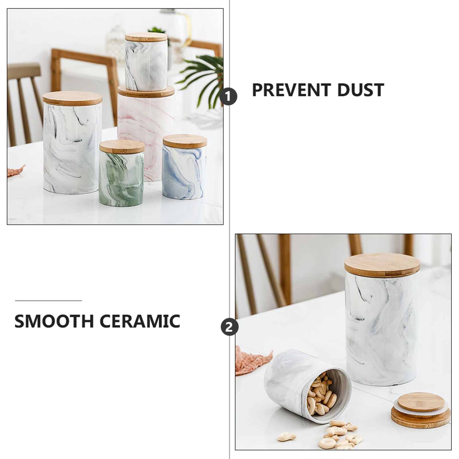 

Premium Ceramic Airtight Food Marble Pattern Dustproof Mosquito Proof Kitchen Canister Box Household Tea Container Storage Box