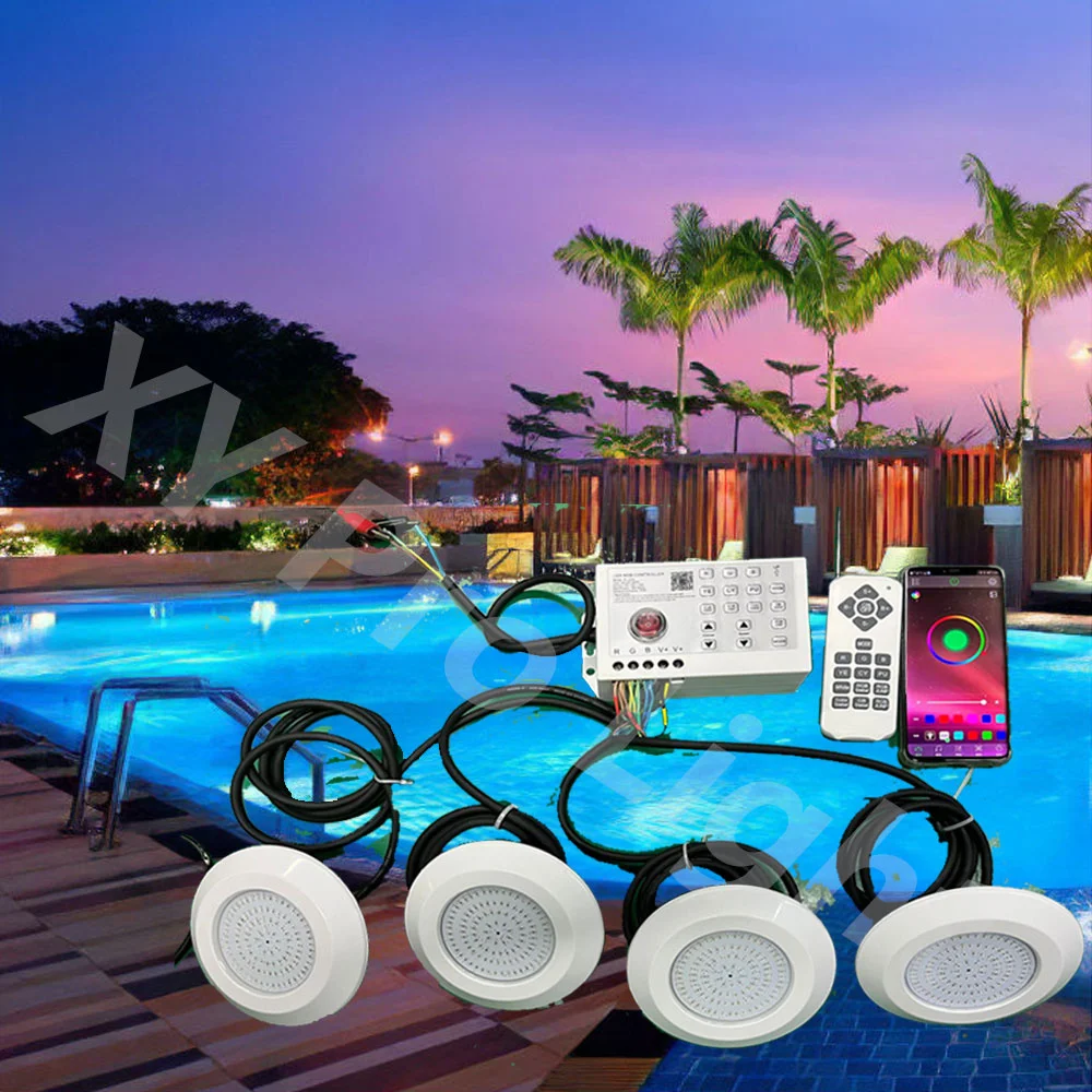 RGB LED Pool Light Bluetooth APP Control-Waterproof DC12V 12W Underwater Spotlight Fountain,Landscape,Piscina-Illuminate Pool