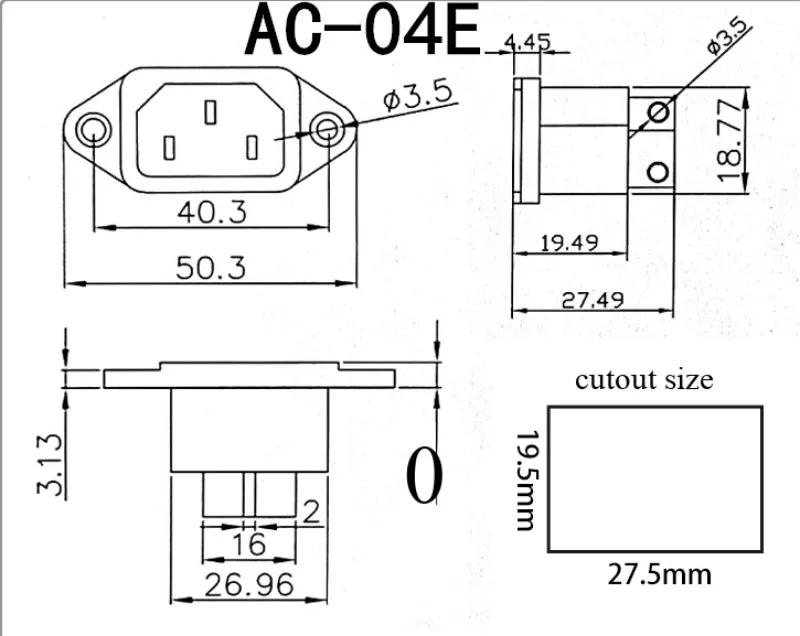 Wechselstromversorgung, dreipolige T-förmige Steckdose, Schalter mit Licht, Stecker-/Buchsenanschluss für das Stromkabel – Detail 9