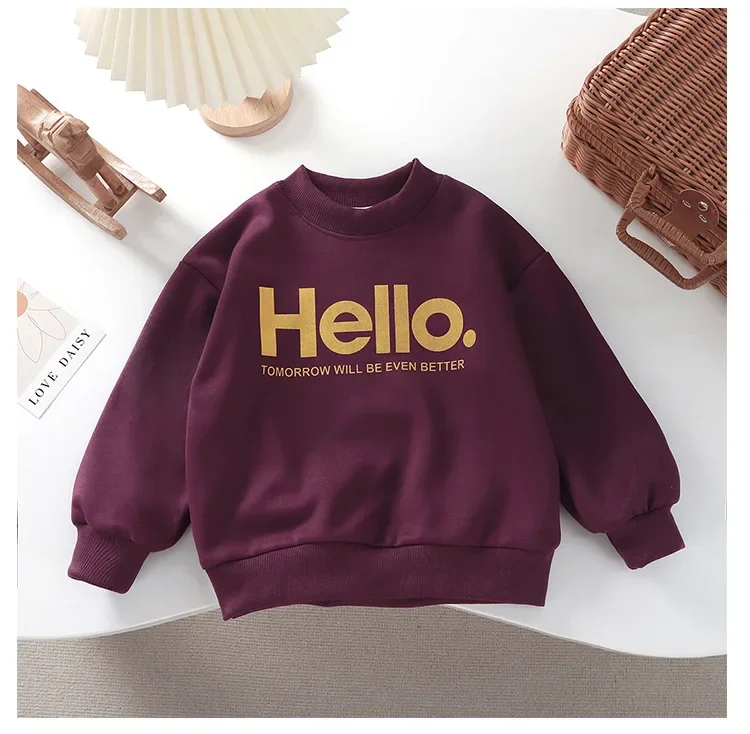 Baby Mädchen Jungen Sweatshirt Kinder Buchstaben-Hoodies Kleinkind Herbst-Oberbekleidung Winter Kinderkleidung Baby Jungen Kleidung – Detail 4
