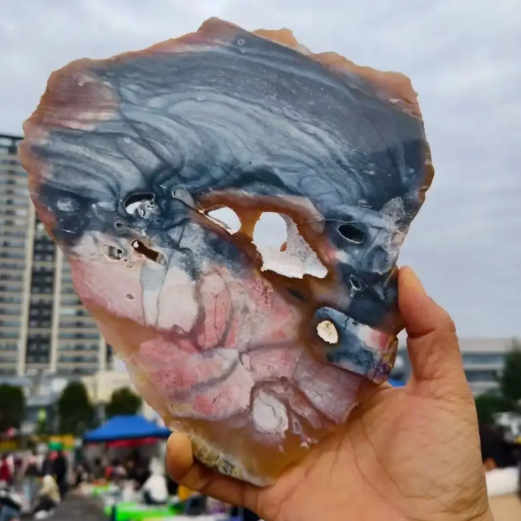 Natural Tree Jade Original Stone Slice, Quartz Crystal Ore Slice, Mineral Healing