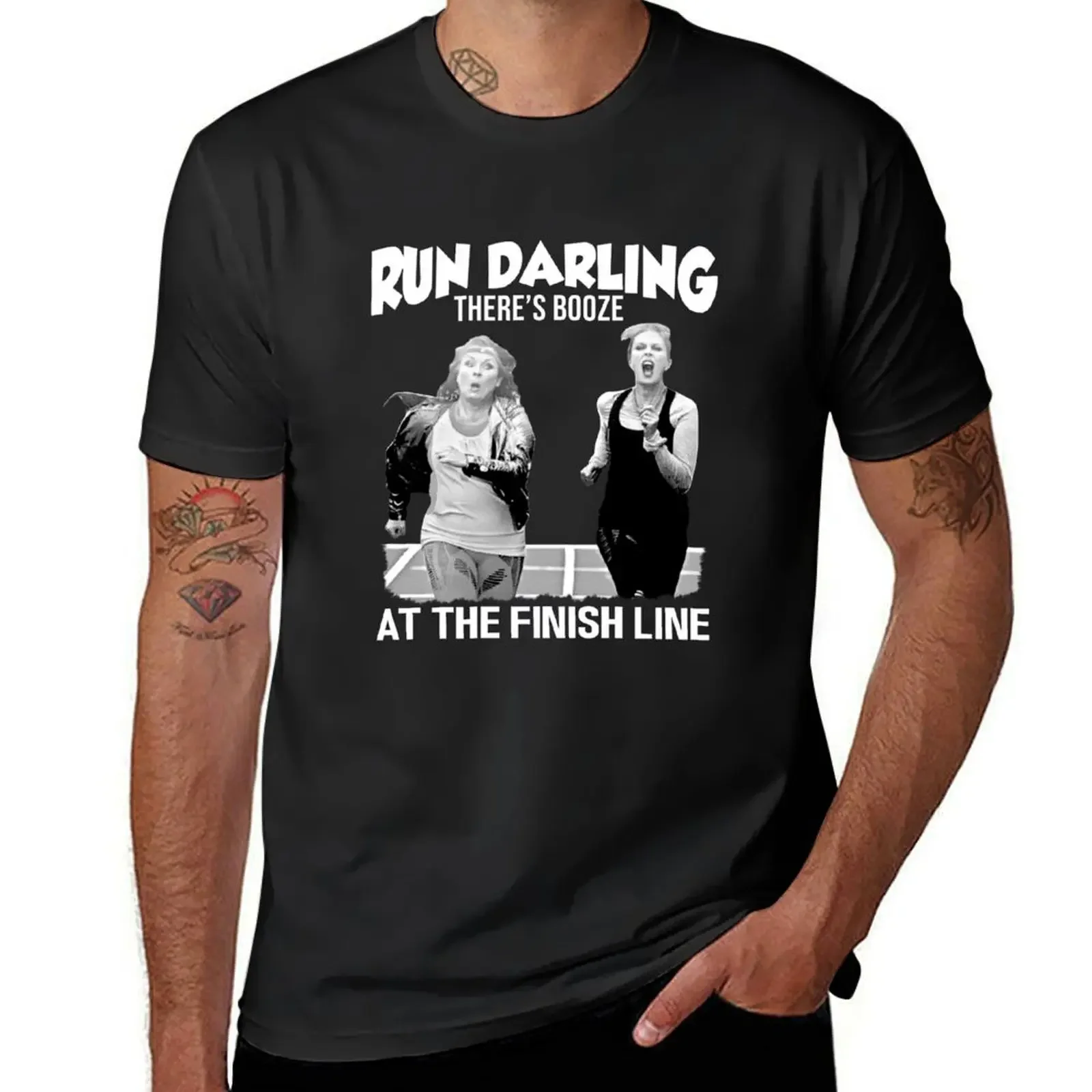 Run Darling There’s Booze At The Finish Line – Absolutely Fabulous T-Shirt vintage sweat shirts, men