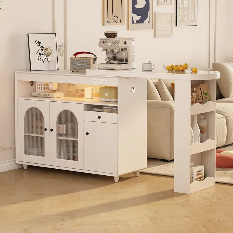 

Light luxury rock slab pattern bar table retractable partition small apartment household sofa side cabinet multi-functi