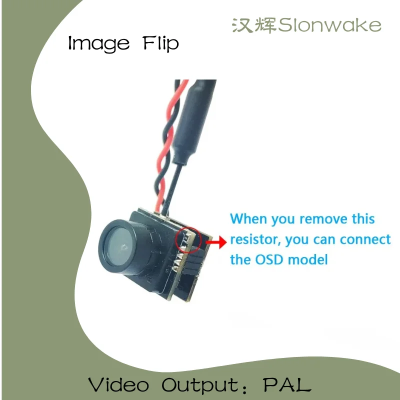 Slonwake 5.8G 48CH 25mW FPV VTX & 600TVL 120° Wide Angle Camera All-in-One with Image Flip PAL for Drone