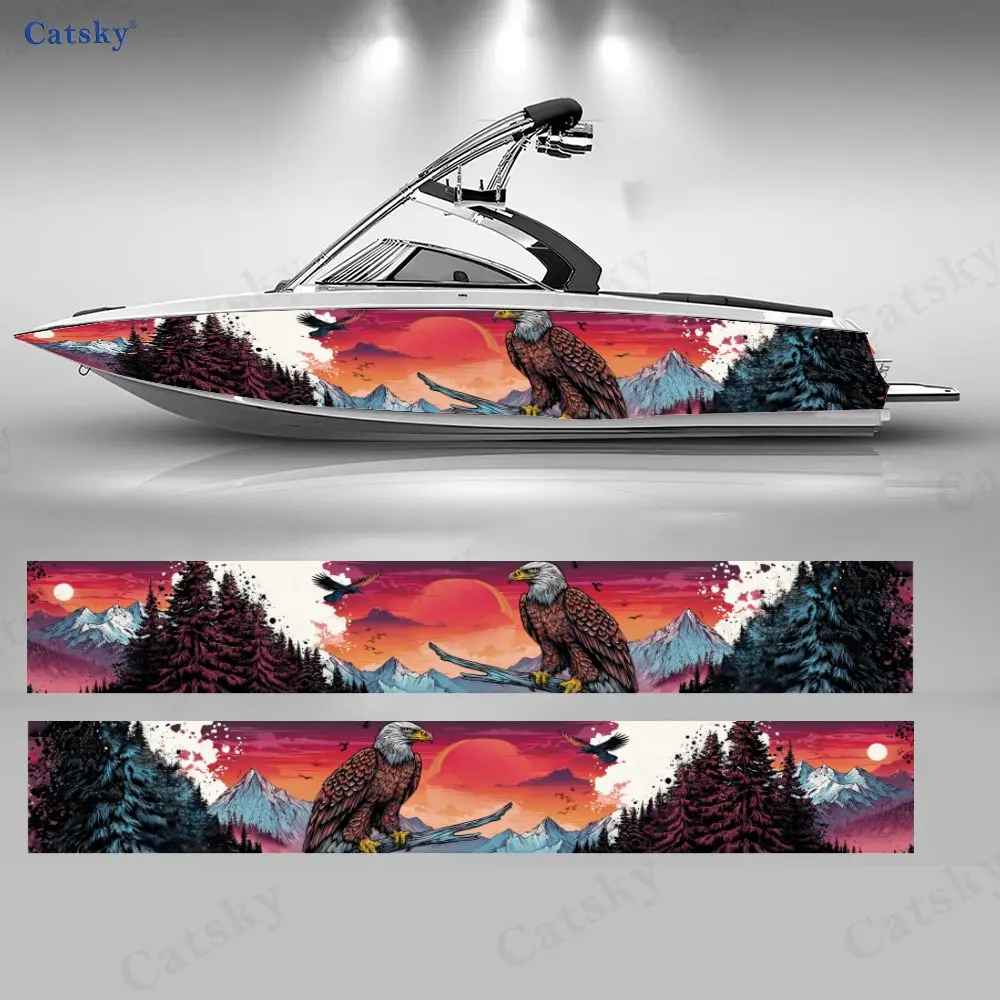 

Наклейки на лодки с изображением орла на фоне пламени, водонепроницаемые виниловые наклейки из ПВХ для рыболовных лодок, прочные и стильные.