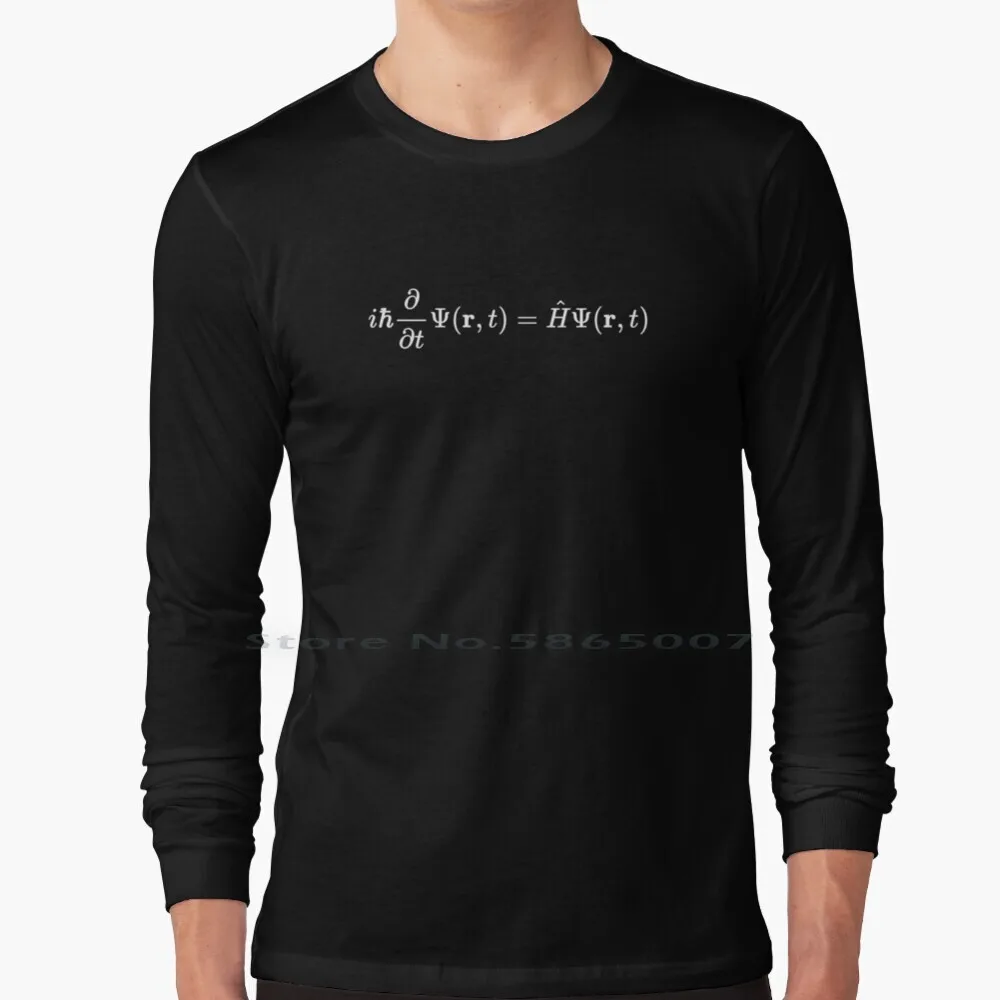 Schrodinger Equation Quantum Mechanical System Design 100% Cotton Long Sleeve T Shirt Shrodinger Schrodingers Cat Quanta