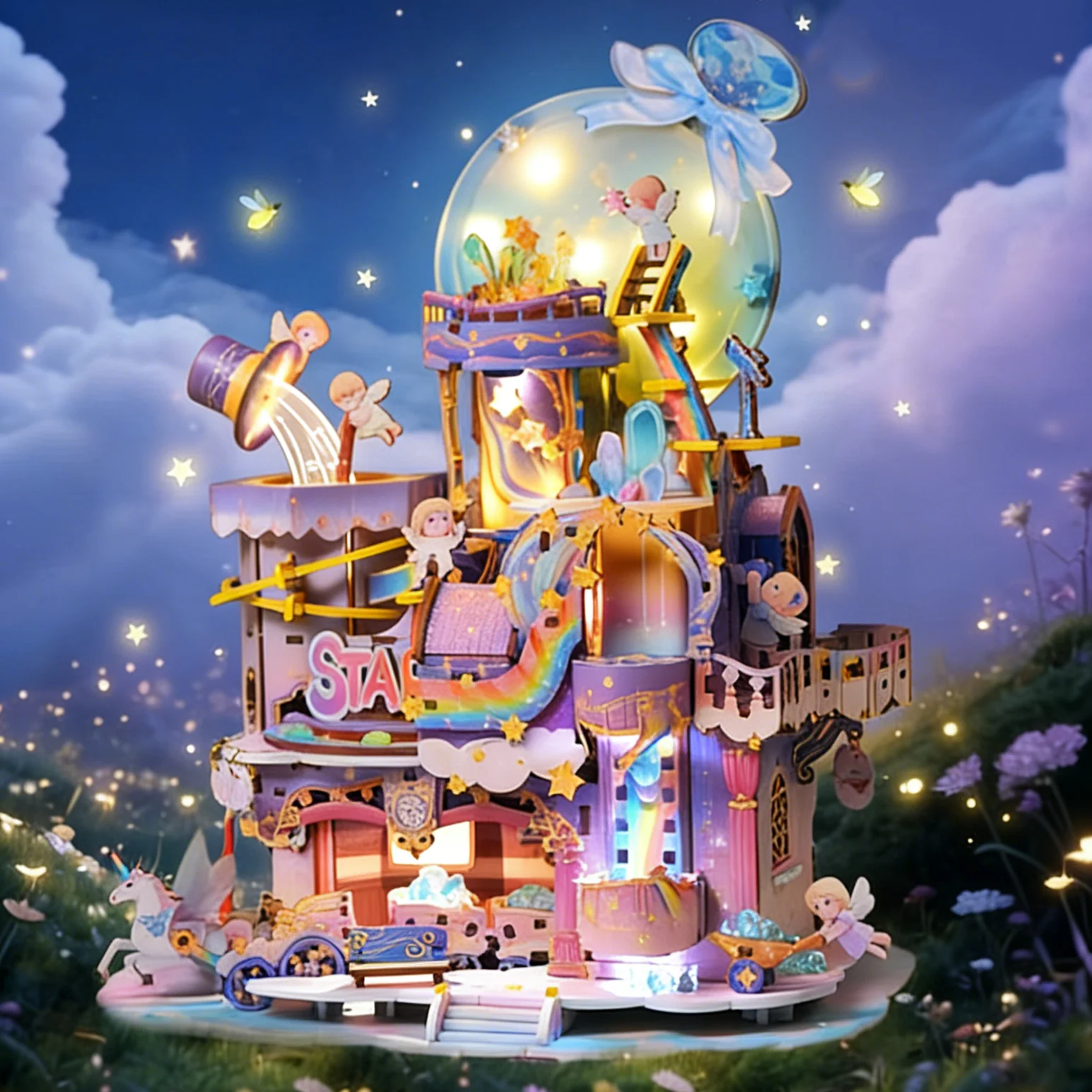 DIY Wooden Music Box Star Workshop – 3D Puzzle Model Kit with Lights & Rotation, 582pcs Craft Gift for Adults Girls Birthday