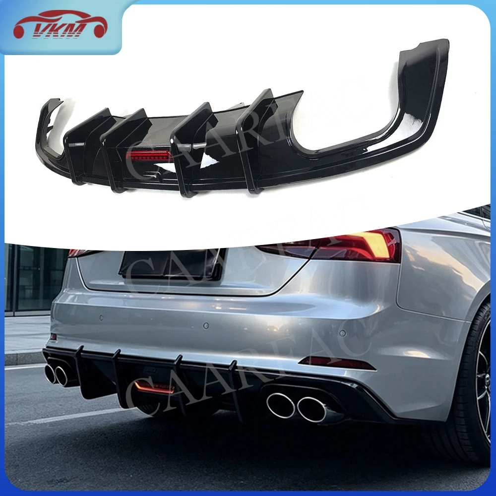Gloss Black Car Rear Diffuser Bumper Lip Spoiler for Audi A5 Sline S5 B9 Sline 2017-2020 Body Kits Accessories Tuning