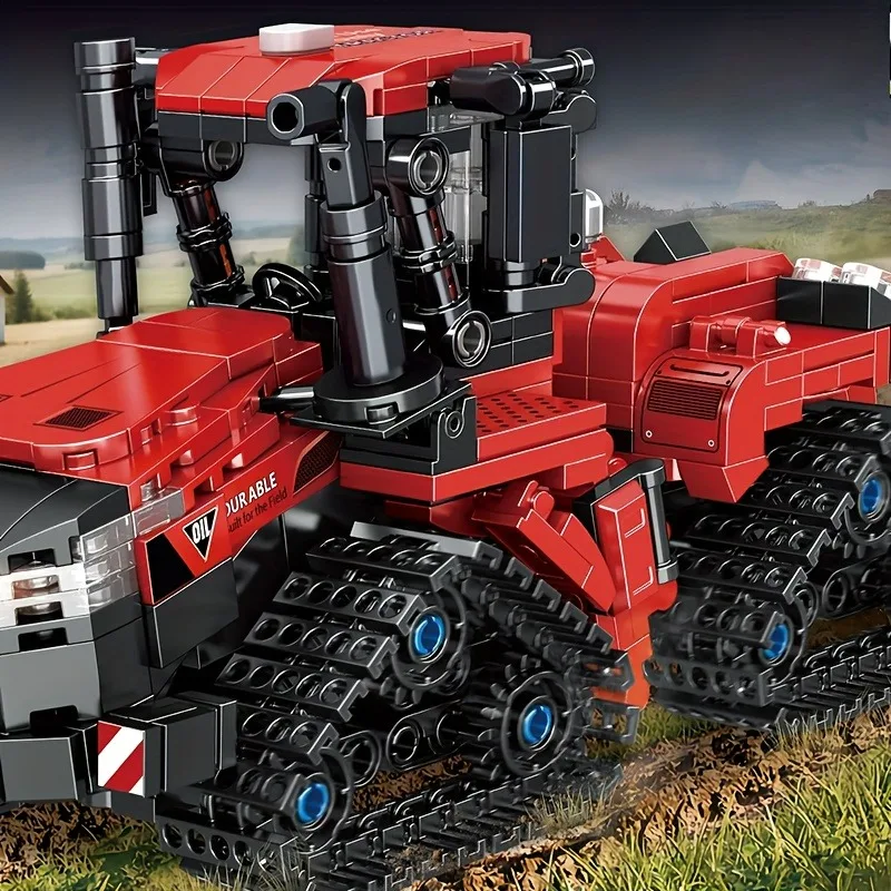 農業機械用の追跡型トラクターモデルの組み立てブロックセット、農業機械のDIY組み立て玩具、以下に適しています。
