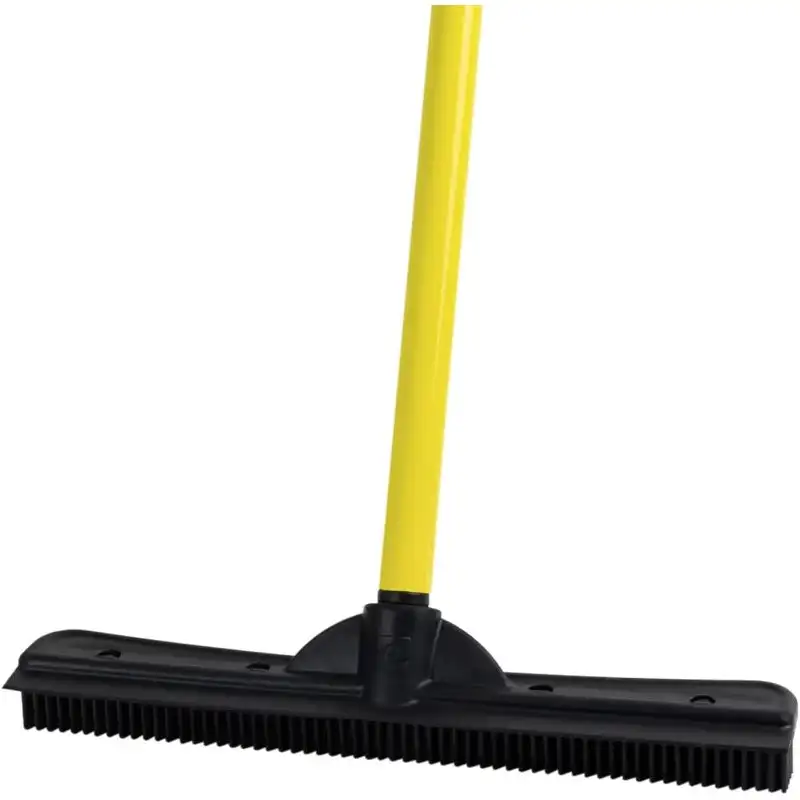 

Original Indoor Pet Hair Rubber Broom with Carpet Rake and Squeegee, Black and Yellow