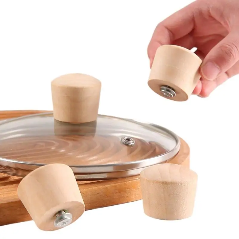 

1pcs New Pot Lid Handle Universal Pot Lid Holding Handle Wood Replaceable Knob Cap Cookware Handgrip Parts Kitchen Accessorie