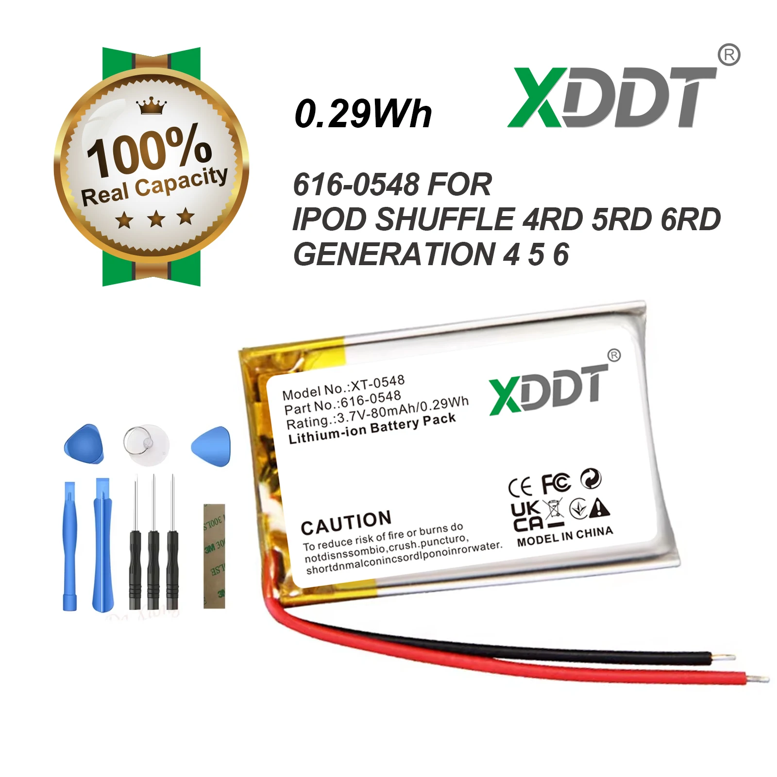 3.7V 616-0548 0.29Whr Player Battery For ipod Shuffle 4rd 5rd 6rd Generation 4 5 6 With Tool