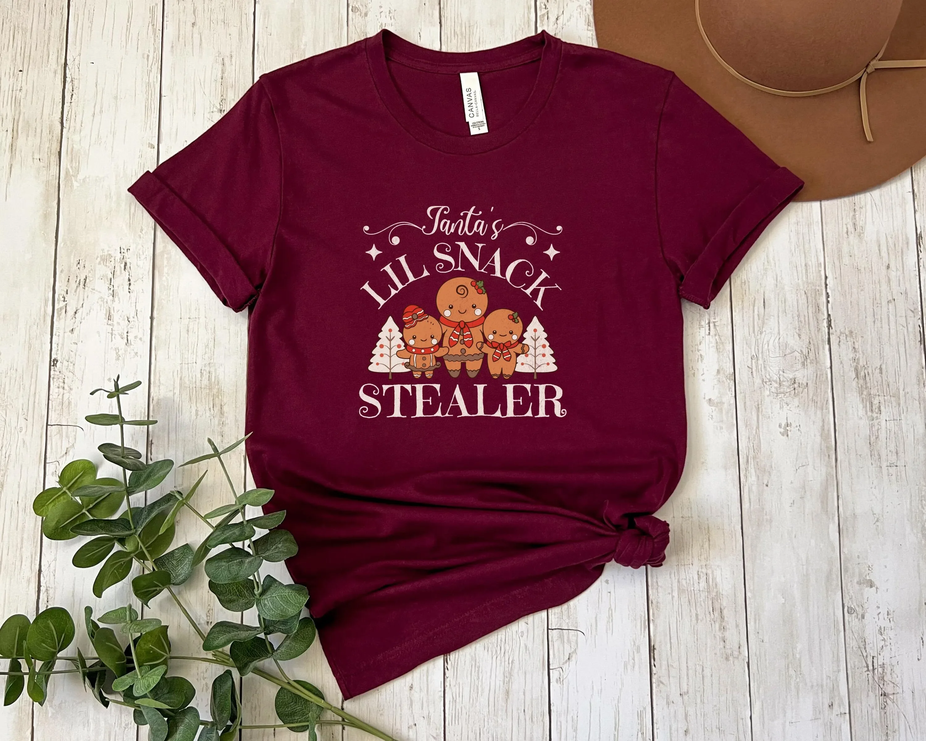 Christmas T Shirt Gingerbread Cookie Funny Holiday X Mas Santa Claus Matching Family Santa'S Lil Snack Stealer