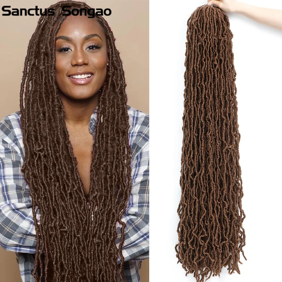 18 24 36 Inches Synthetic Soft Locs Crochet Hair Faux Locs Crochet Hair Pre Looped Goddess Locs Braids Hair Extensions Hair