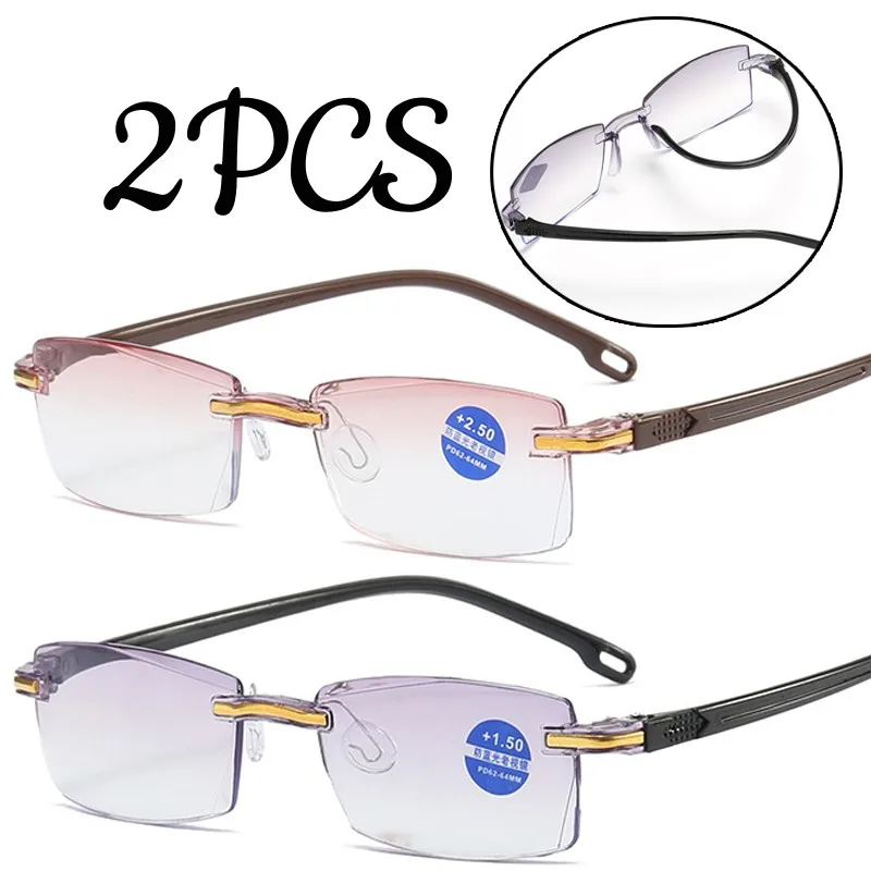 

Classic Retro Rimless Reading Glasses Men Women Flexible Presbyopia Eyewear Vintage Design Anti Blue Light Diopter Eyeglasses