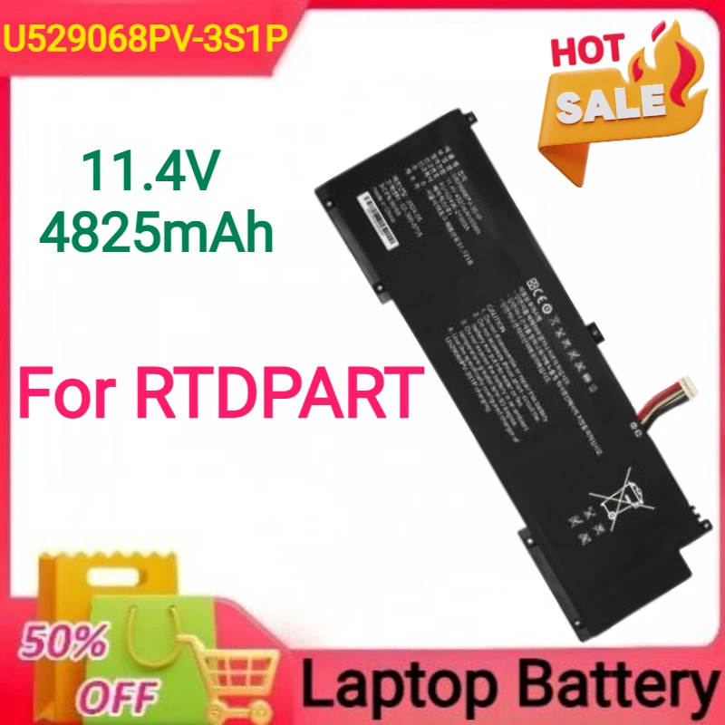

New 11.4V 4825mAh U529068PV-3S1P Laptop Battery for RTDPART