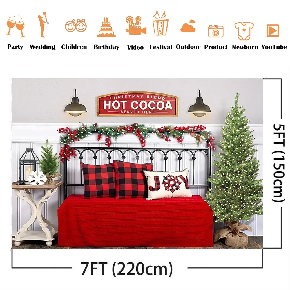 Sfondo natalizio in misto cacao caldo per la fotografia Joy Heardboard Sfondo albero di Natale per studio fotografico Bambini Neonati