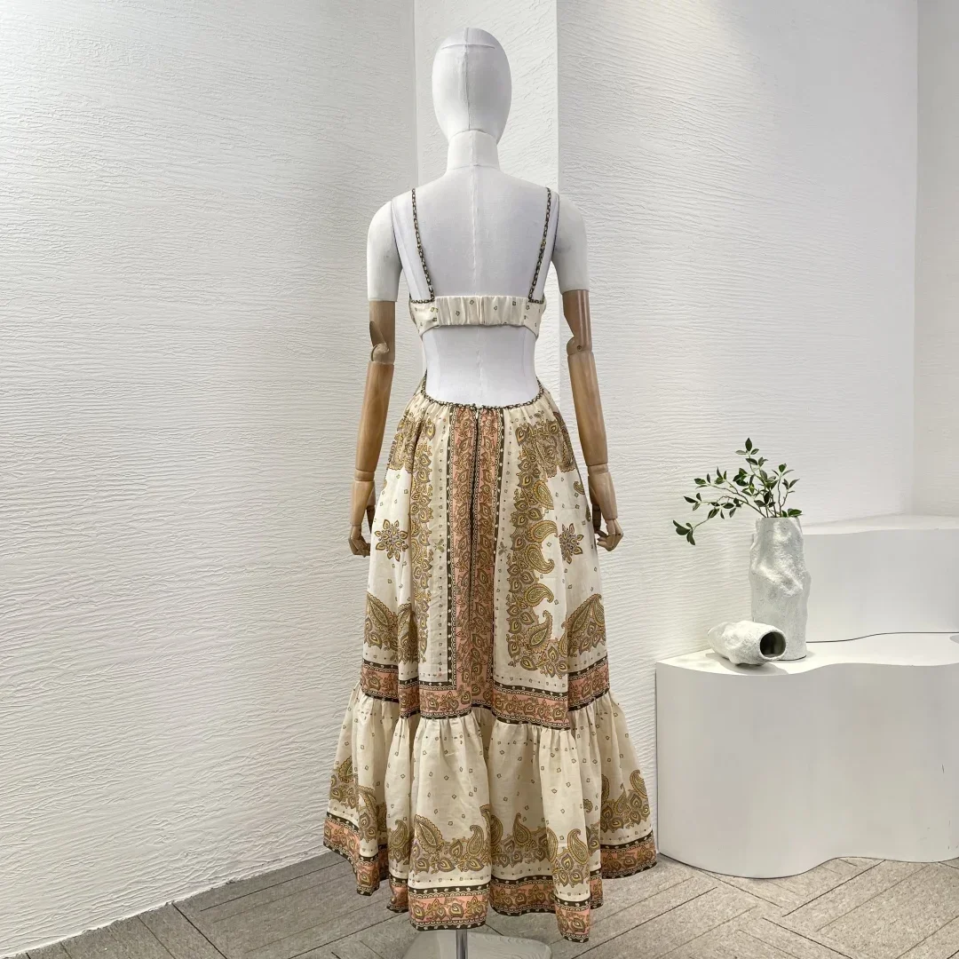 春の新作 高品質 ノースリーブ レトロ ミディ丈ワンピース ホリデー向け 写真の通り