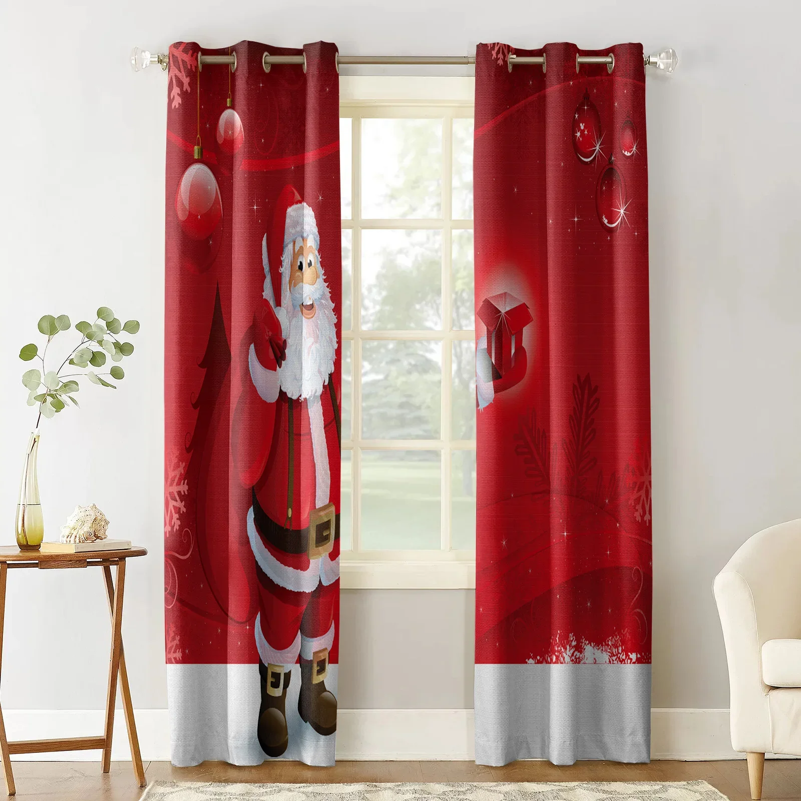 Santa Claus Christmas Decoration Christmas Blackout Curtains 3D Print Window Curtain Bedroom Living Room Decor Window Treatments