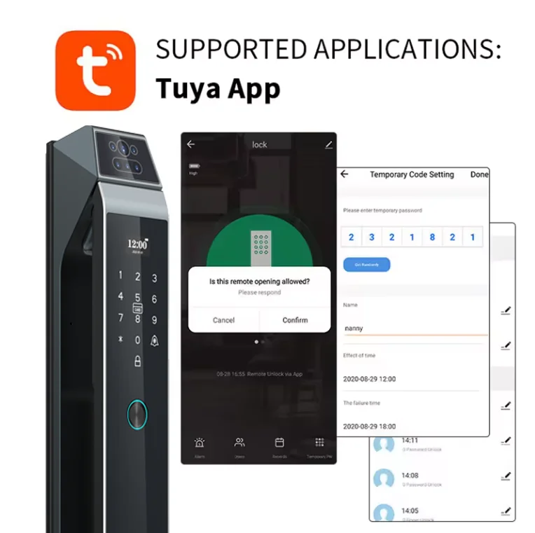 Intelligent door lock anti-theft outdoor intelligent door lock with 3D and fingerprint door with camera Tuya