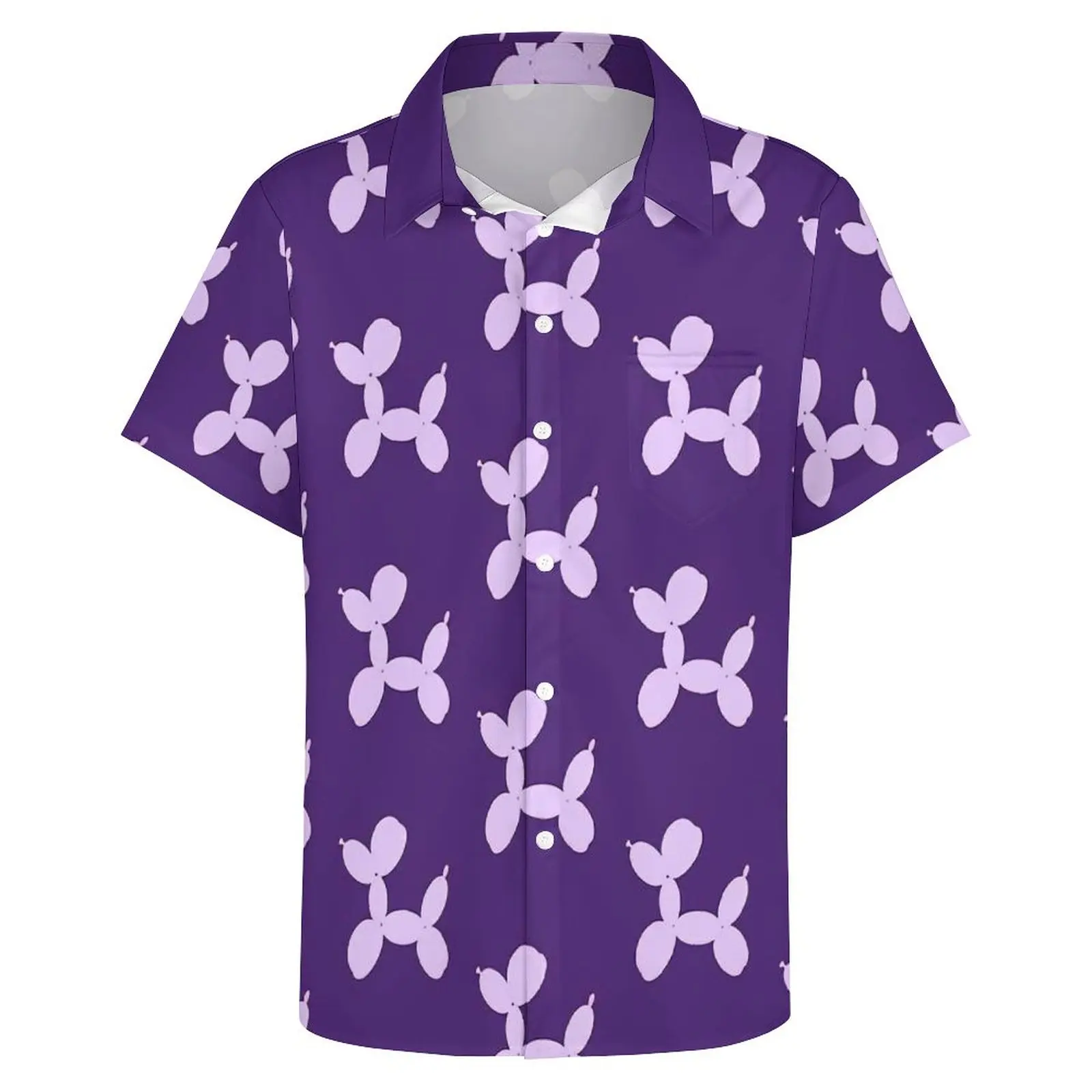 Balão cão solto camisa homem praia lavanda dos desenhos animados cães camisas casuais verão personalizado manga curta harajuku blusas oversize