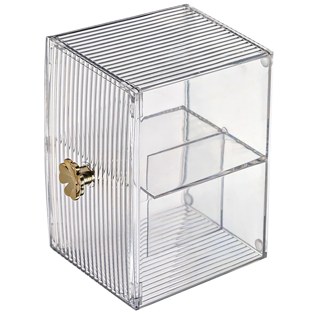 

2pcs Storage Box Transparent Makeup Organizer with Lid for Travel Desk Compartmentalized Cotton Pad Swab HOLDER