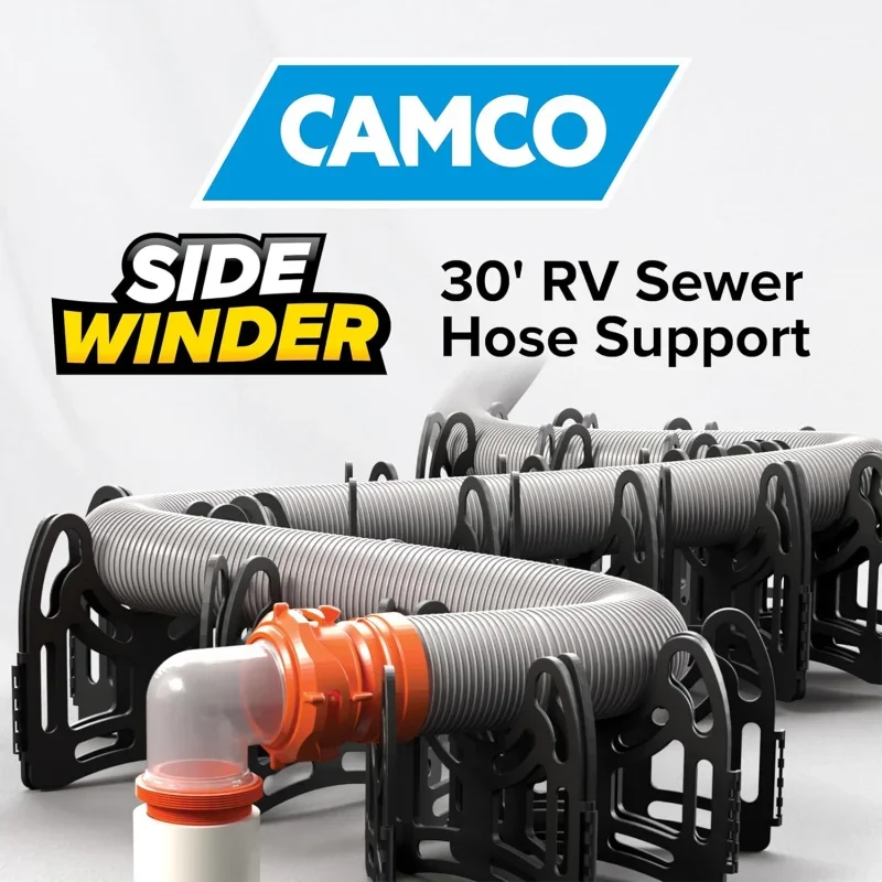 Sidewinder 30-Ft RV Sewer Hose Support - Flexible Telescoping Design for Avoiding Obstacles & Deep Cradles Secure RV Sewer Hose