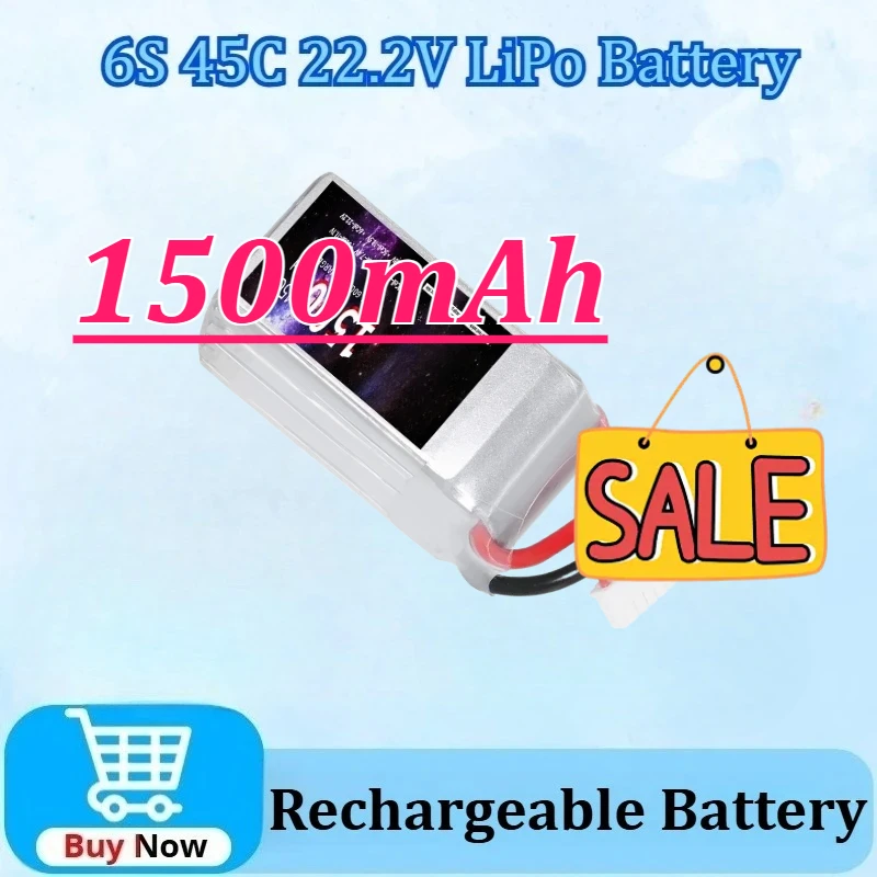 

New Upgraded 22.2V 1500mAh 6S 45C LiPo Battery with T/ XT60/XT30/XT90 Plug for Quadcopter RC Drone Racing Cars Boats Spare Parts