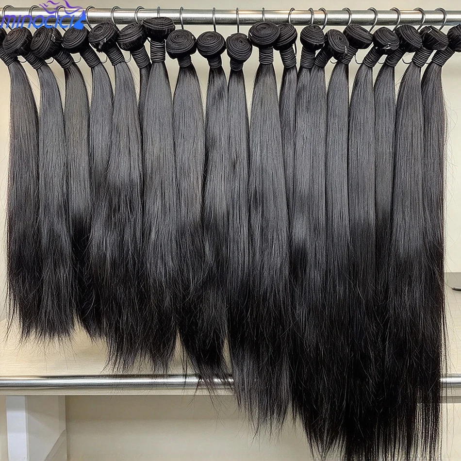 12A 30 40 Inch Bone Straight Human Hair Bundles Natural Black 1 3 4 Bundles Remy Unprocessed Virgin Raw Straight Human Hair Extensions