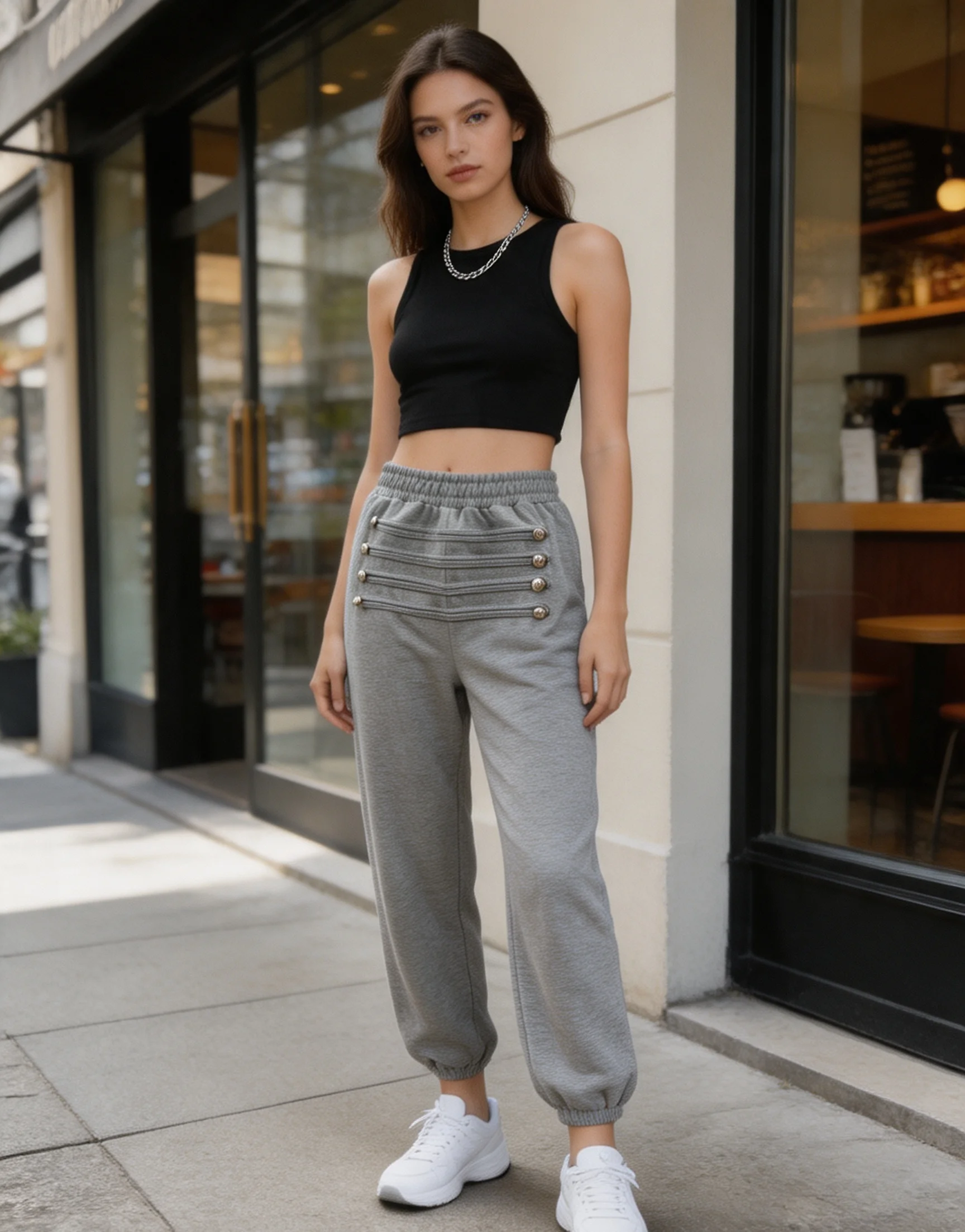 Spice Girls Street Button Decoration Design Trendy Wear All-Match Casual Pants