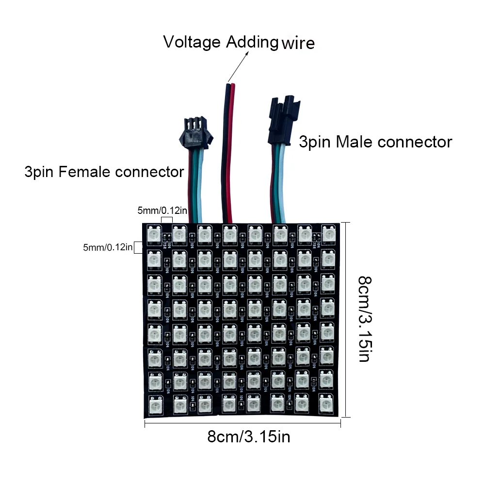 Imagem -05 - Painel Led Rgb Flexível Digital Endereçável Individualmente Ws2812b Ws2812 8x8 16x16 8x32 Pixel Screen Dc5v