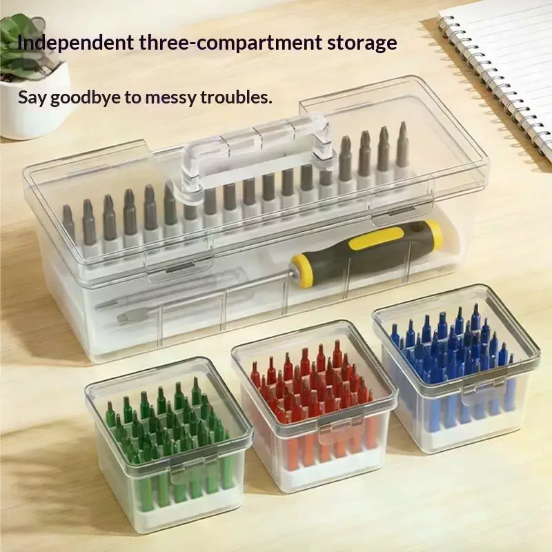 Transparent Plastic Toolbox With Detachable Divider/independent Small Box Screws/small Parts Storage Box Toolbox Tidy