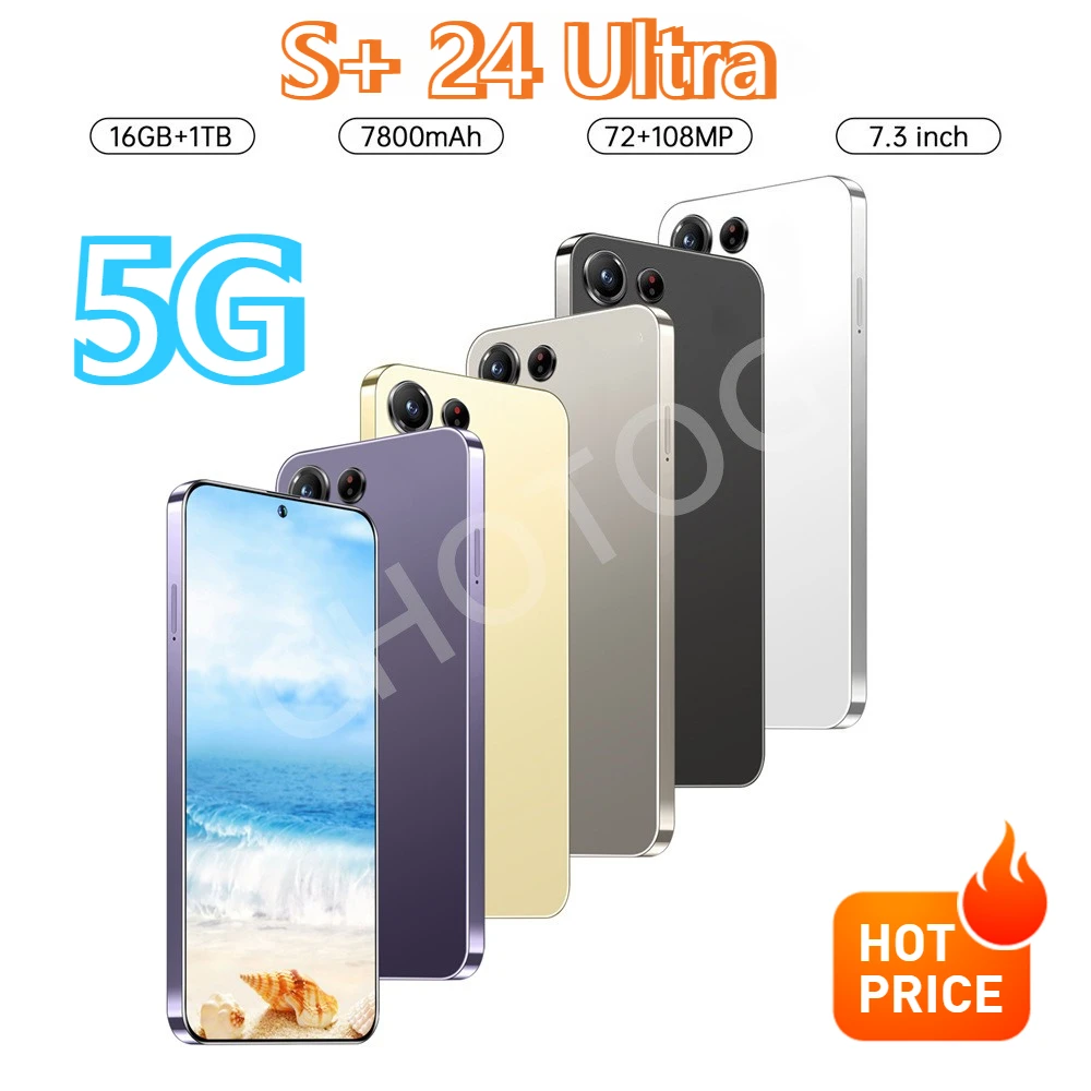 Nuovi cellulari S + 24 Ultra Original 7.3HD Smartphone 4G 5G Dual Sim Cellulare 7800mAh Android 14 Versione globale Telefoni cellulari