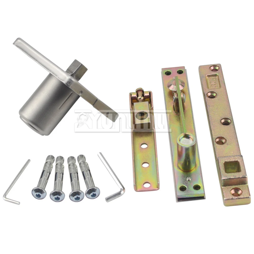 360 Degrees Heavy-Duty Rotary Shaft, Upper and Lower Hinges, Invisible Wood Door Shaft Hinge Rotate Buffering Concealed Hinges