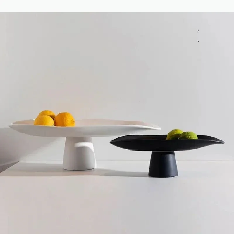 Ceramic High Leg Fruit Plate Storage Tray Dry Fruit Trays Dessert Plate Cake Stand Display Trays Sushi Plates Snack Dish