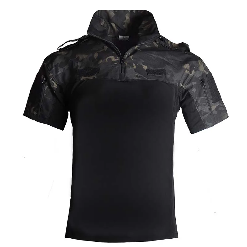 Airsoft Climbing Shirt Camouflage Short Sleeve Hiking Tactical T-shirt Safari Men Working Clothing Combat Shirts Hunting Tee