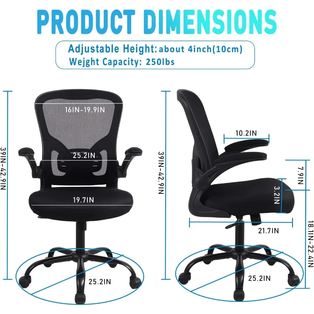 Ergonomic Office Desk Chair Breathable Mesh Swivel Computer Chair, Lumbar Back Support Task Chair, Office Chairs with Wheels