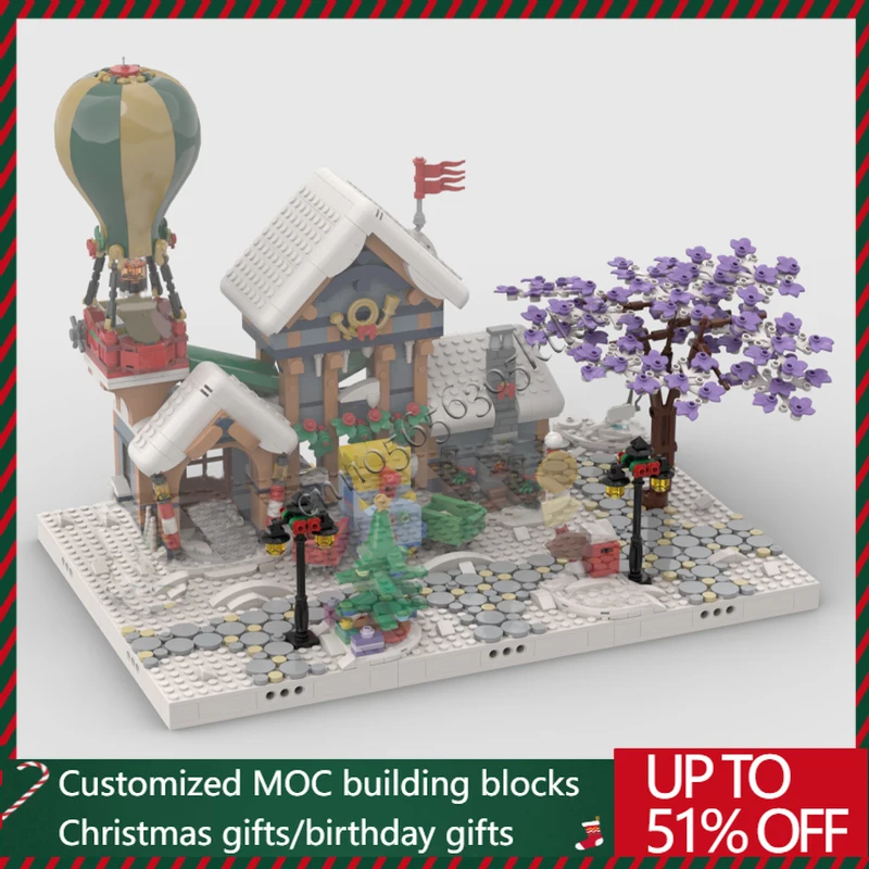 

676 Parts MOC Christmas Series Post Office Model Building Block Bricks DIY Creative Assembly Set Educational Toys Surprise Gifts