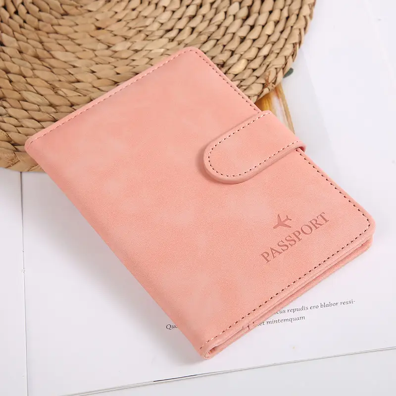 Leather Passport Holder Covers Case Waterproof Travel Credit Card Wallet Cute Passport Book for Women/Men Buckle Passport Cover - 5