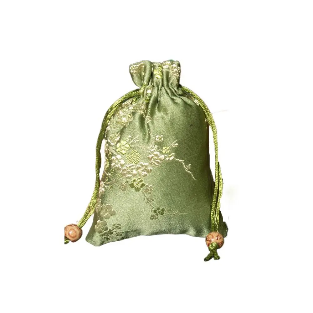 Smooth Satin Storage Bag Flower Drawstring Drawstring Gift Bag Tie Embroidered Jewelry Packaging Bag Ladies