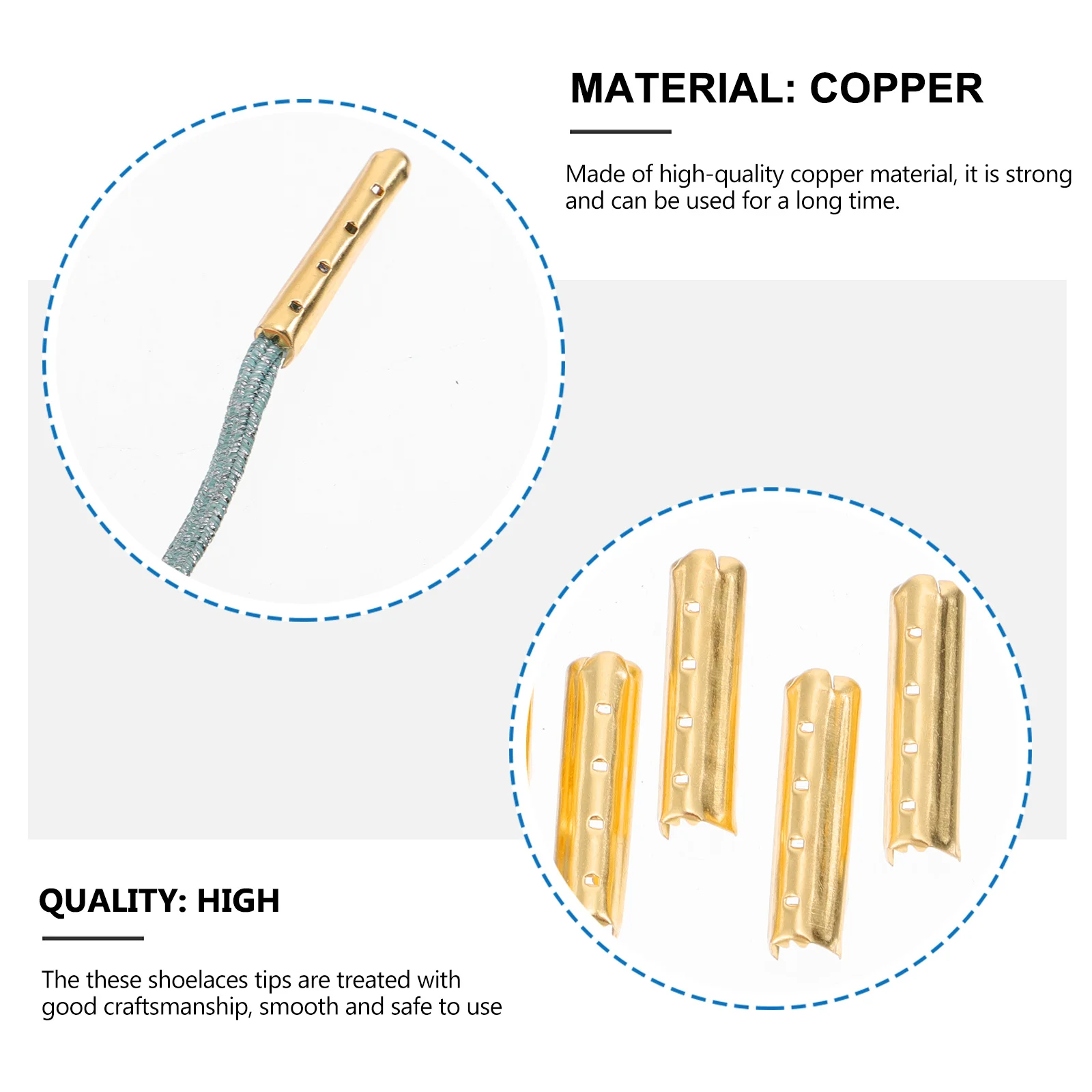 

100Pcs Shoe Lace Copper Metal Tips Smooth Ends Shoelace Repair DIY Replacement Accessories DIY Shoelaces