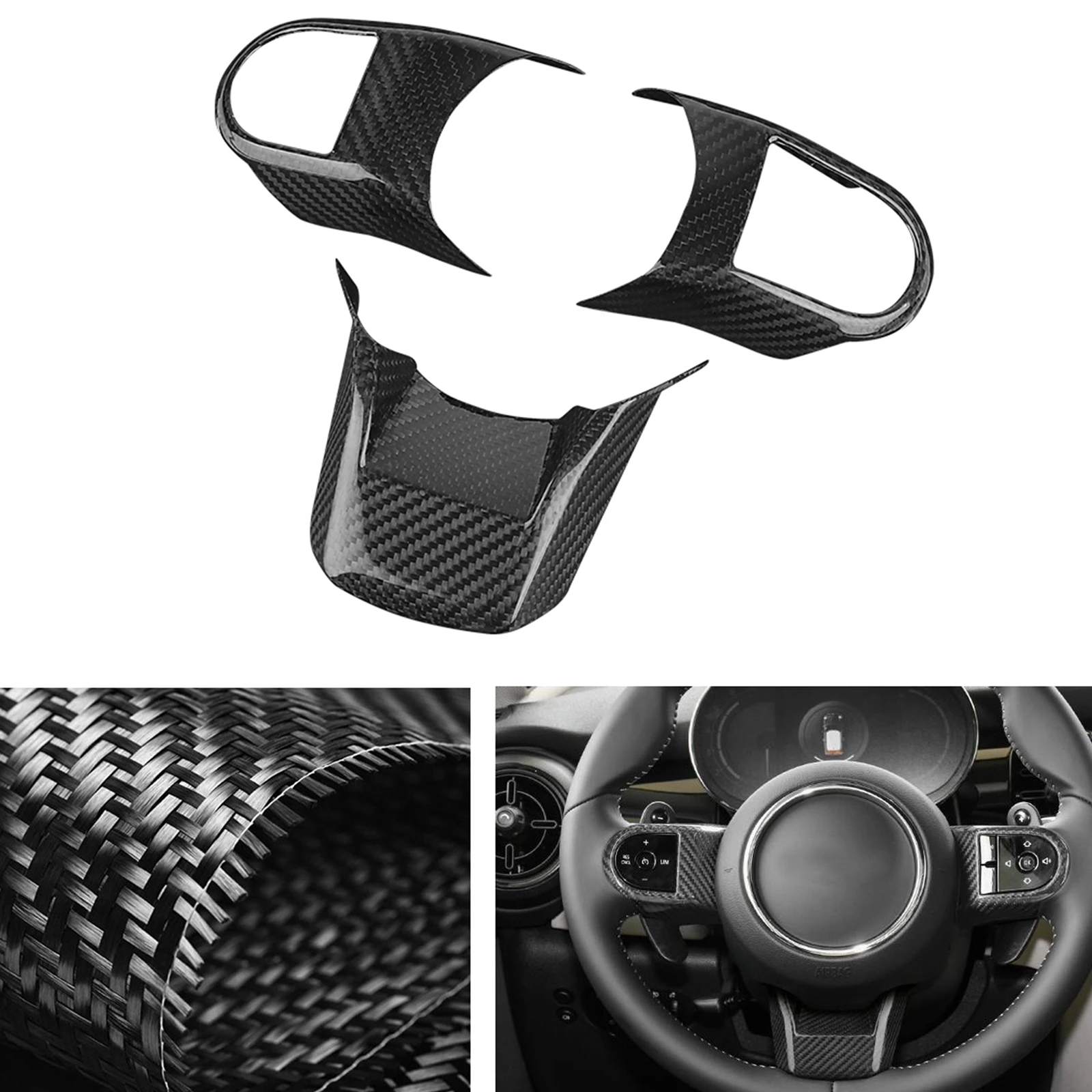 

Carbon Fiber Car Gear Steering Wheel Sticker Panel Cover Trim Decor For BMW MINI Cooper F55 F56 F57 2021-2022 Advance Version