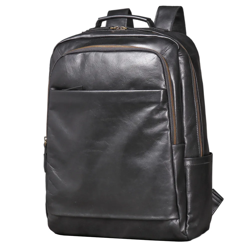 Men's Genuine Leather Backpack, Top Layer Cowhide Travel Laptop Bag