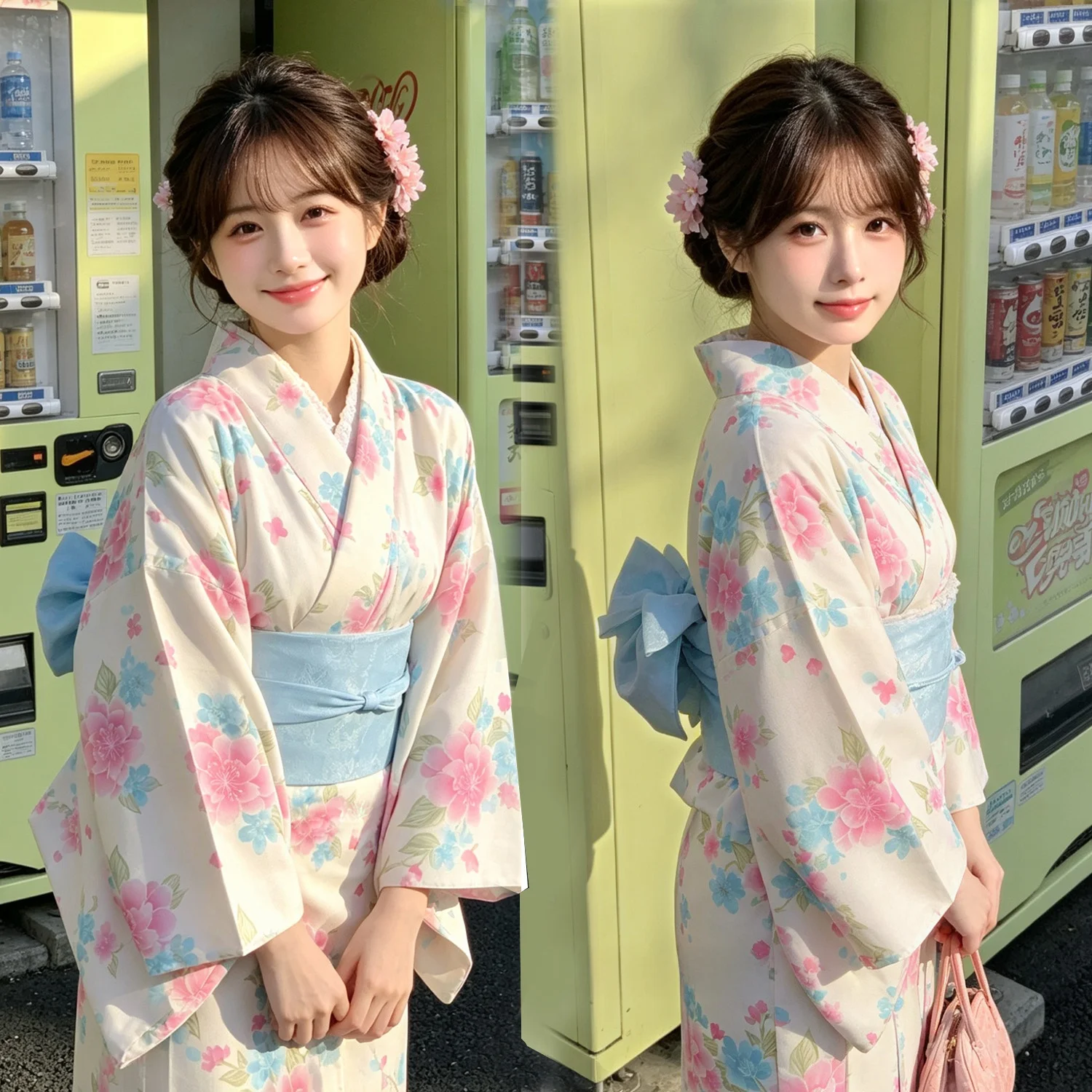 Summer New Cherry Blossom Kimono Robe Photography Costume Youth Daily Wear Floral Print Bathrobe Girl's Traditional Japanese ...