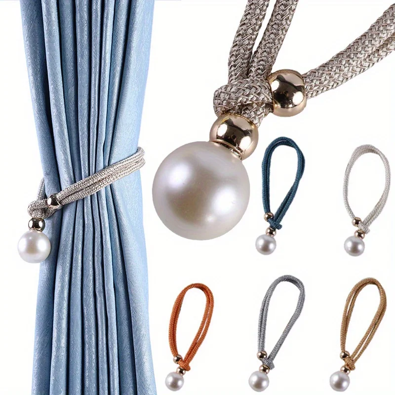 Elegant Pearl Tie Band Window Curtain Tiebacks - Perfect for Home Office Decor!
