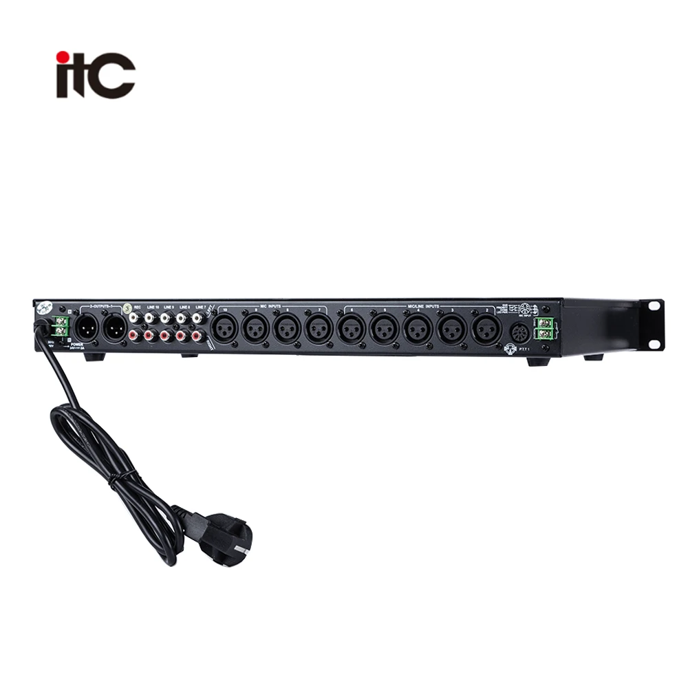 Progetto per indirizzi pubblici Preamplificatore mixer a 2 canali 10 microfoni, 4 Aux, 2 uscite di linea XLR, CA 230 V e 24 V CC