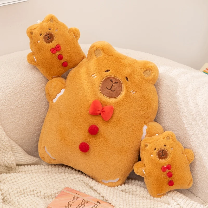

Capybara Gingerbread Man Plush Toy Cuddly Animal Stuffed Cookie Doll Pillow Cushion Kawaii Room Decor Xmas Gift