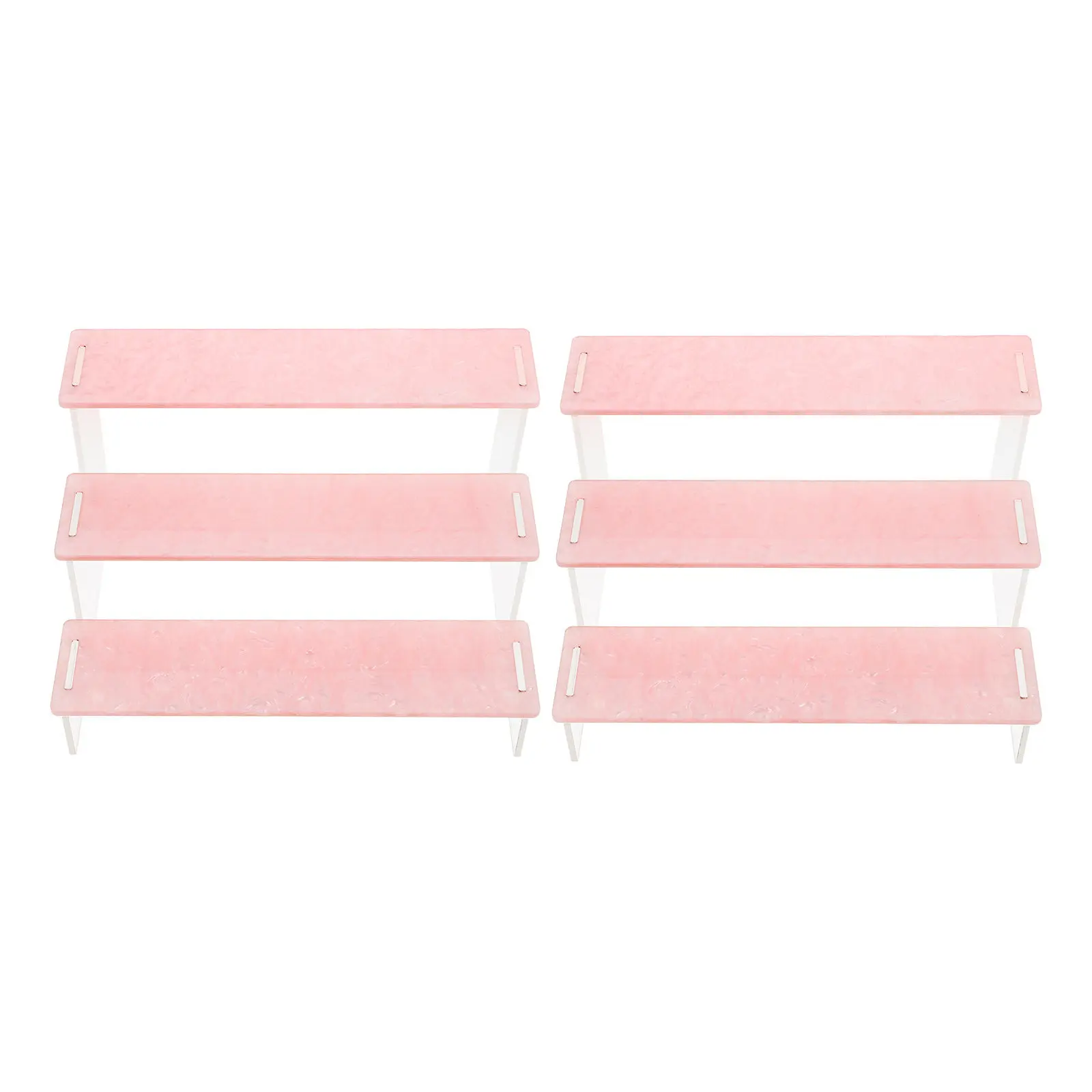 2Pcs Multi-Layer Acrylic Display Stand 3-Step Risers Clear Storage Shelf for Collectibles Crafts Accessories Home Office Decor