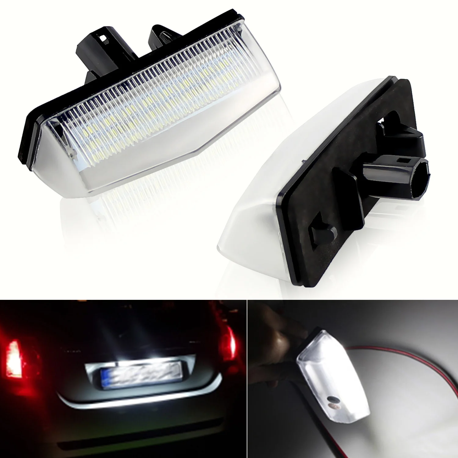 

2PCS LED License Plate Light for Lexus CT200h IS300 Sportcorss Toyota C-HR Prius V Venza Matrix RAV4 Scion tC -Number Lamp White